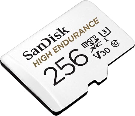 SanDisk High Endurance microSDXC Speicherkarte
256 GB + Adapter 
(Für Dash-Cams und private Überwachungskameras, 100 MB/s Lesen, V30 für Full-HD und 4K-Videos)